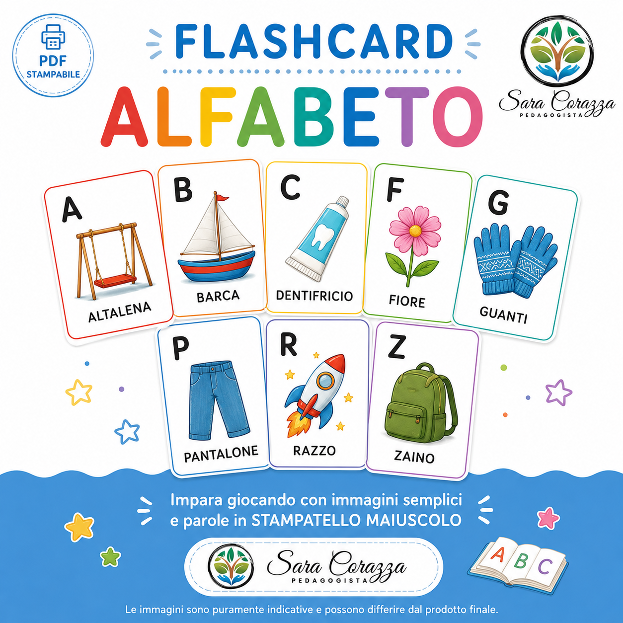 FLASHCARD – ALFABETO DEGLI OGGETTI (PDF stampabile),