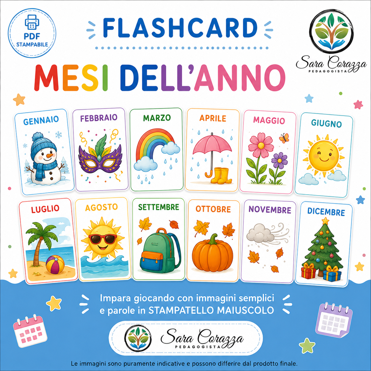 flashcard : MESI DELL’ANNO – PDF STAMPABILE
