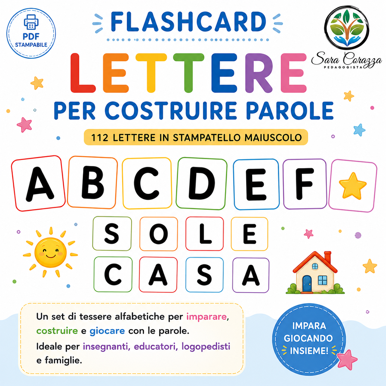 Flashcard : scarabeo didattico (PDF stampabile)