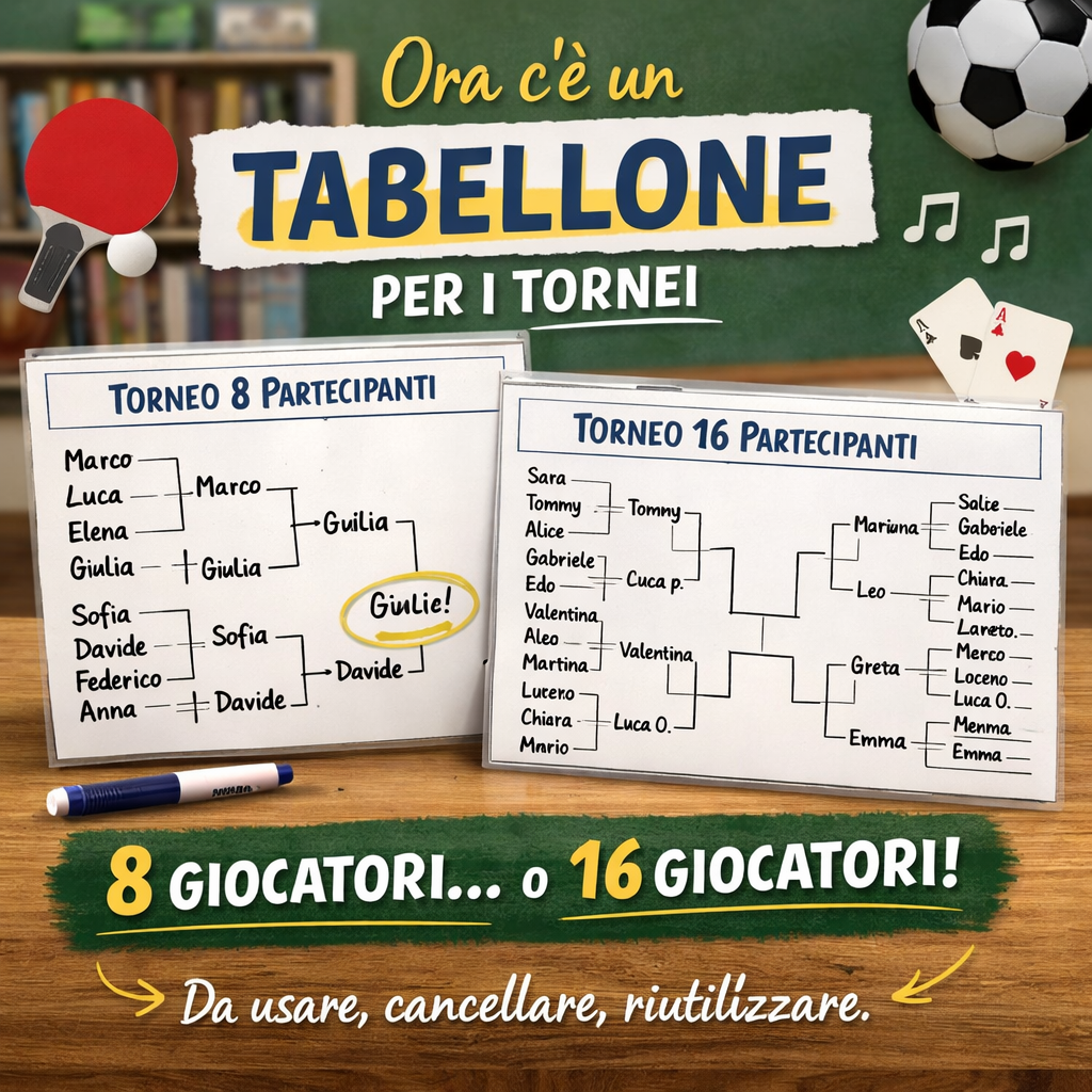 Tabellone tornei da intervallo – 8 e 16 partecipanti (PDF stampabile)