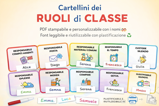 Cartellini dei ruoli di classe – PDF stampabile